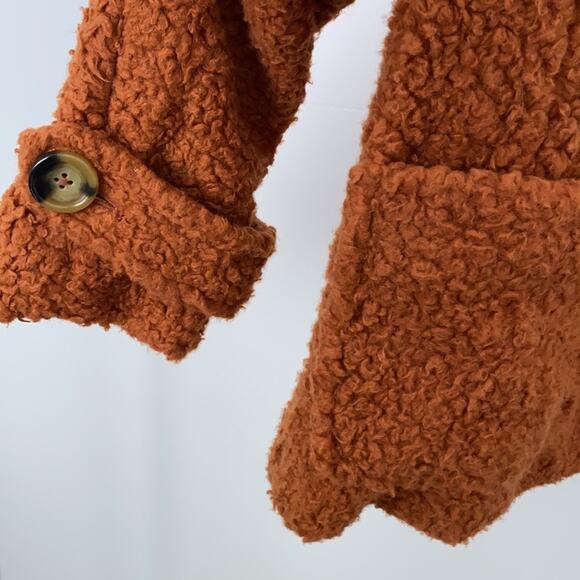 Free People Rust Burnt Orange Shearling Teddy Jacket Size: XS - Picture 4 of 5